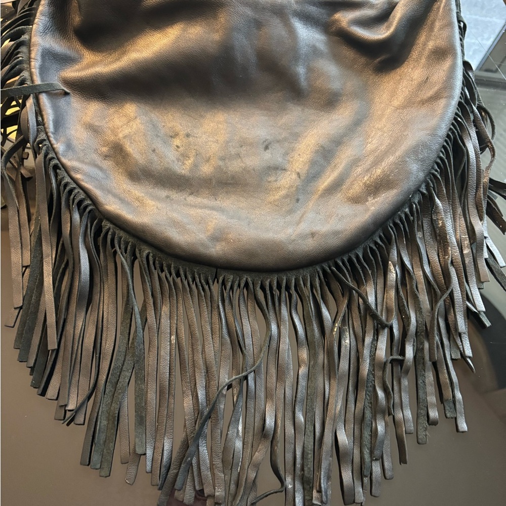 Kooba Black Leather Fringe Shoulder Bag